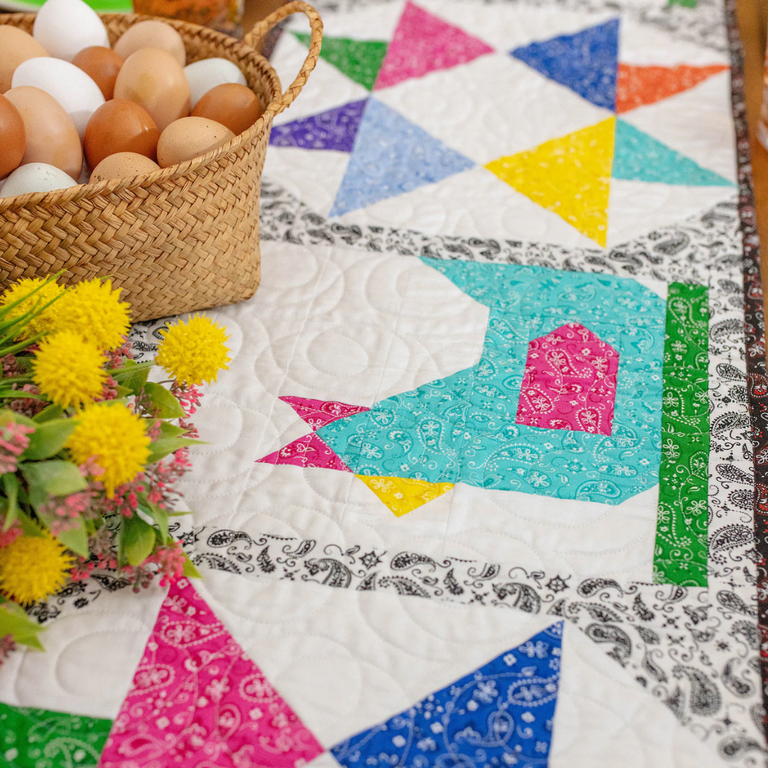 Funky Chicken Table Runner Kit ALL PRE CUT 16" X 60" Beginner Friendly