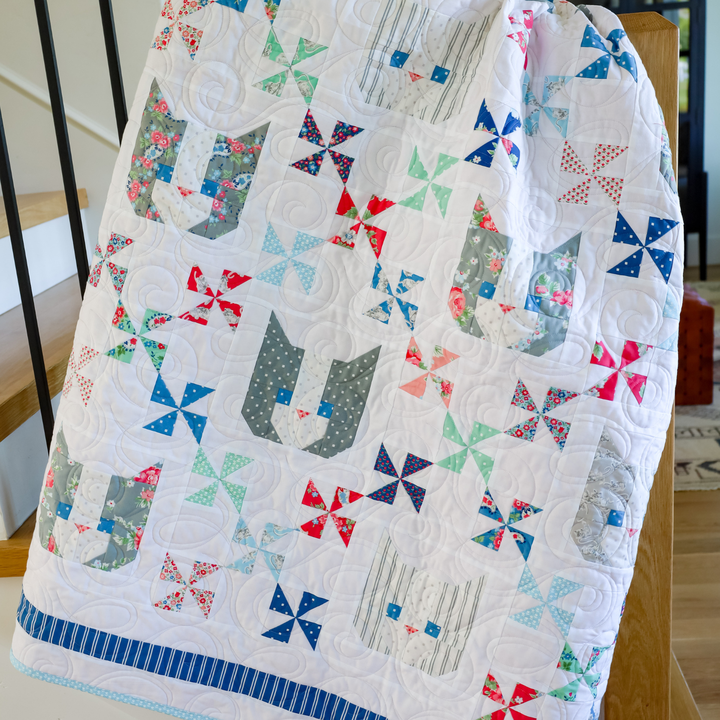 Kittens by Thimble Blossoms Sew-Ready Quilt Kit Featuring Adorable A Cat Named Stitch Moda Fabrics 74" X 74"