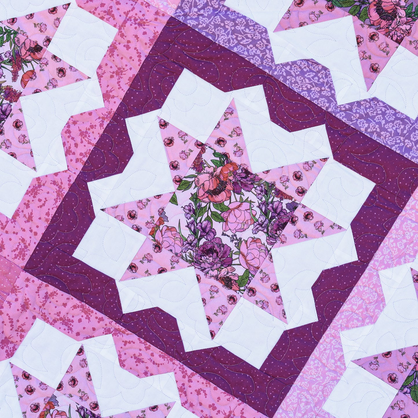 Granny Squares Pre-Cut Quilt Kit – Dreamy Florals in Bloom!  60" X 74"