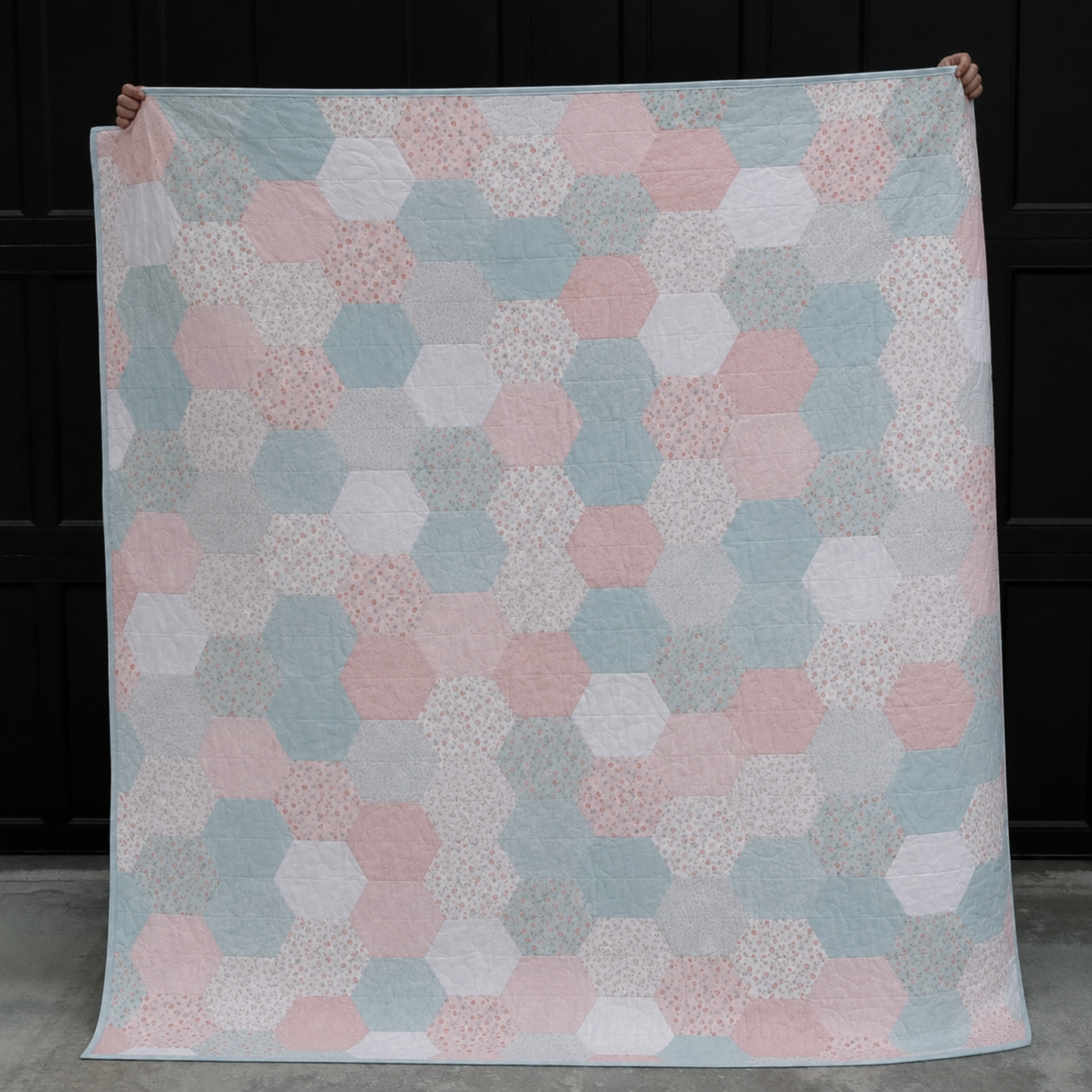French Countryside Pre-Cut Quilt Kit  Featuring our new Cottage Florals fabric- Hexigons Made Easy