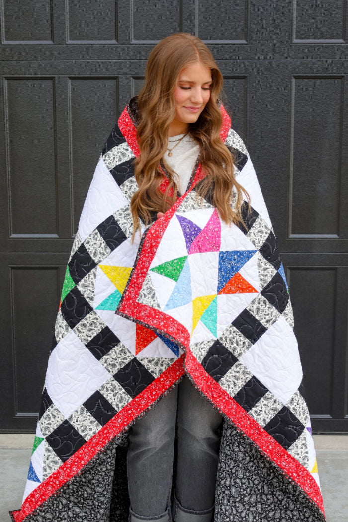 Chicken Coop Quilt Sample Featuring Paisley Bandana, 74" x 74" image 1