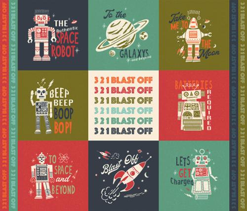 321 Blast Off Space Square 36 inch Panel Multi by Stacy Iest Hsu for Moda Fabrics 20956 11