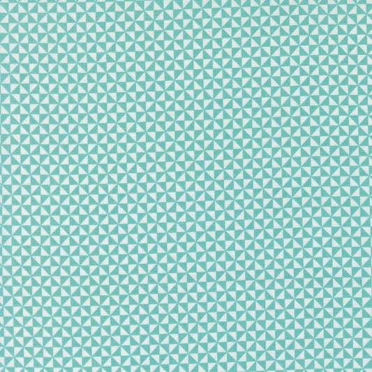 Quilt Fabric BY THE YARD Moda 37704 Teal and White Triangles background Basic 100% cotton quilting fabric
