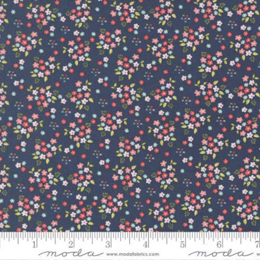 END OF BOLT 514 Delightfully Yours Posie Navy by Sherri and Chelsi for Moda Fabric background 100% cotton quilting fabric