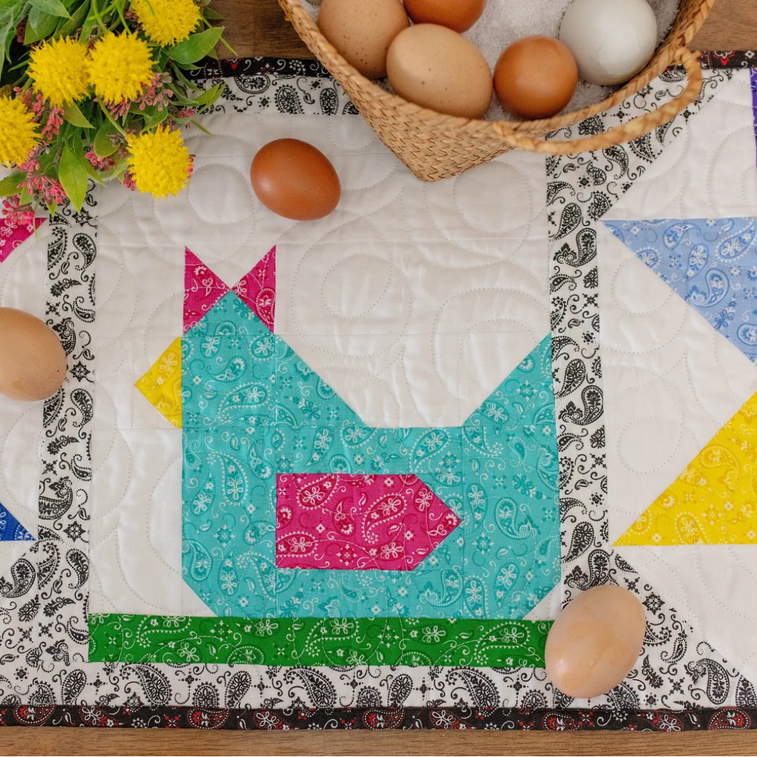 Funky Chicken Table Runner Kit ALL PRE CUT 16" X 60" Beginner Friendly