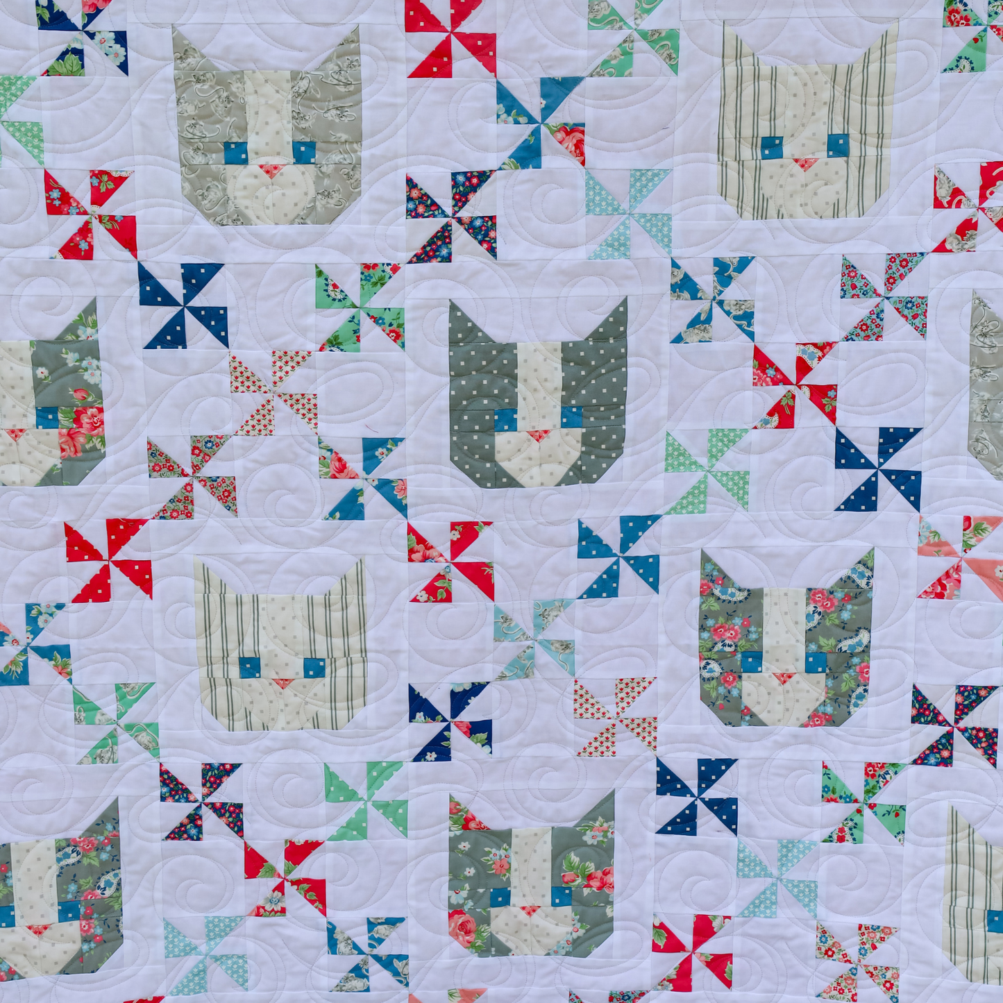 Kittens by Thimble Blossoms Sew-Ready Quilt Kit Featuring Adorable A Cat Named Stitch Moda Fabrics 74" X 74"