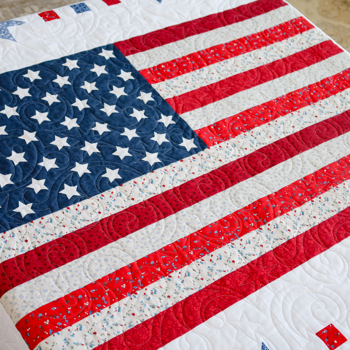 Freedom Song   Sew-Ready Quilt Kit Featuring Stunning New Red White and Blue Fabrics 61" X 75"