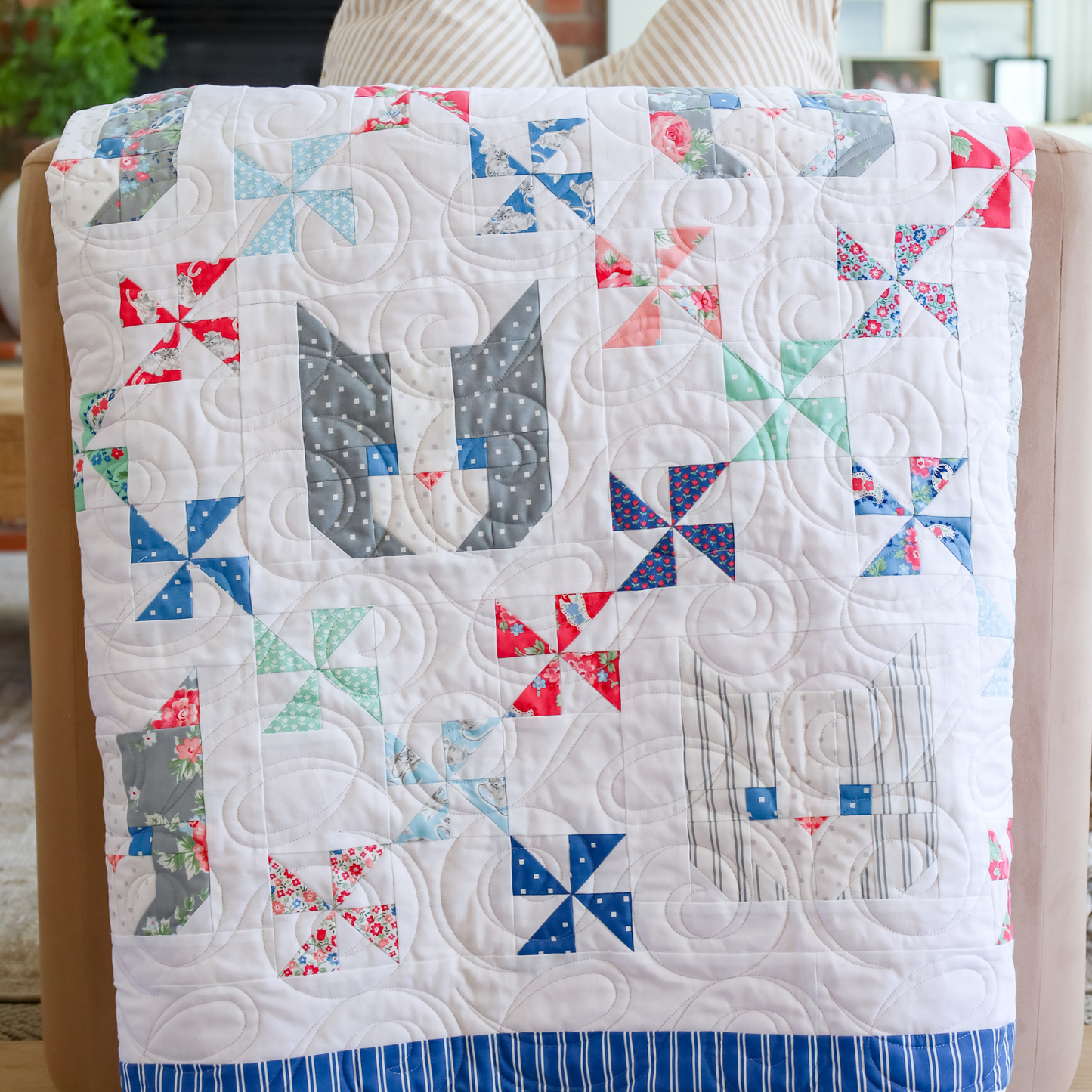 Kittens by Thimble Blossoms Sew-Ready Quilt Kit Featuring Adorable A Cat Named Stitch Moda Fabrics 74" X 74"
