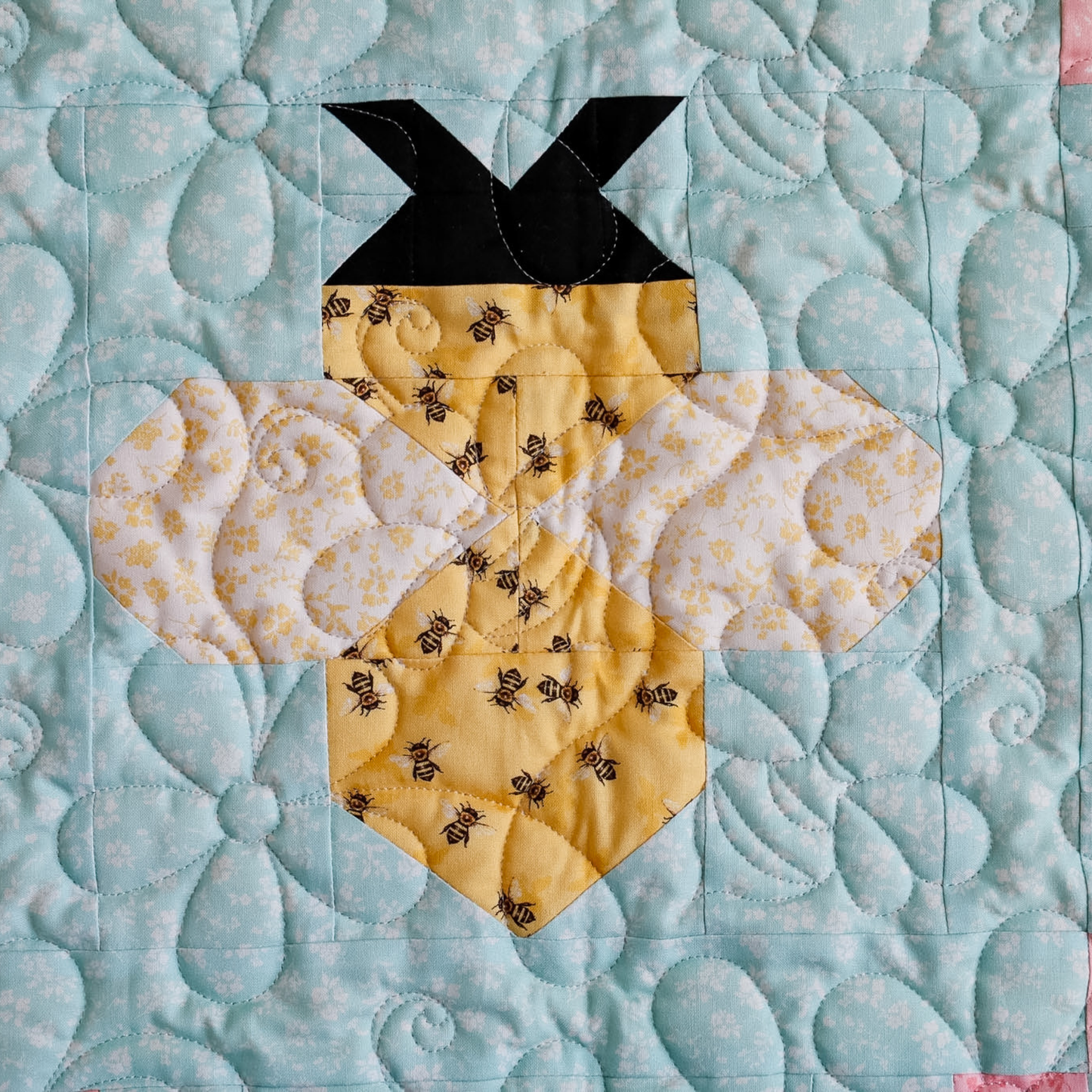 Honeycomb Bliss Pre Cut Quilt Kit Ft. New Sunny Bee Fabric | 60" x 72" | Custom Plushmere available