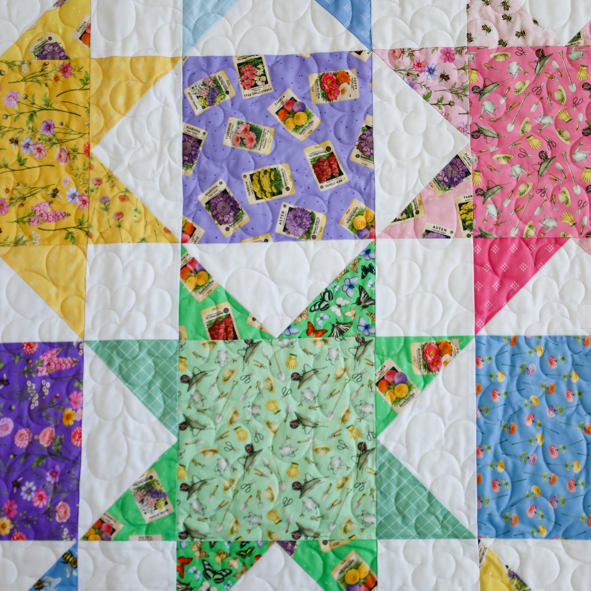 Cut Flowers  Sew-Ready Quilt Kit Featuring Gorgeous New Summer Cut Flowers Fabric  Line  64" X 76"