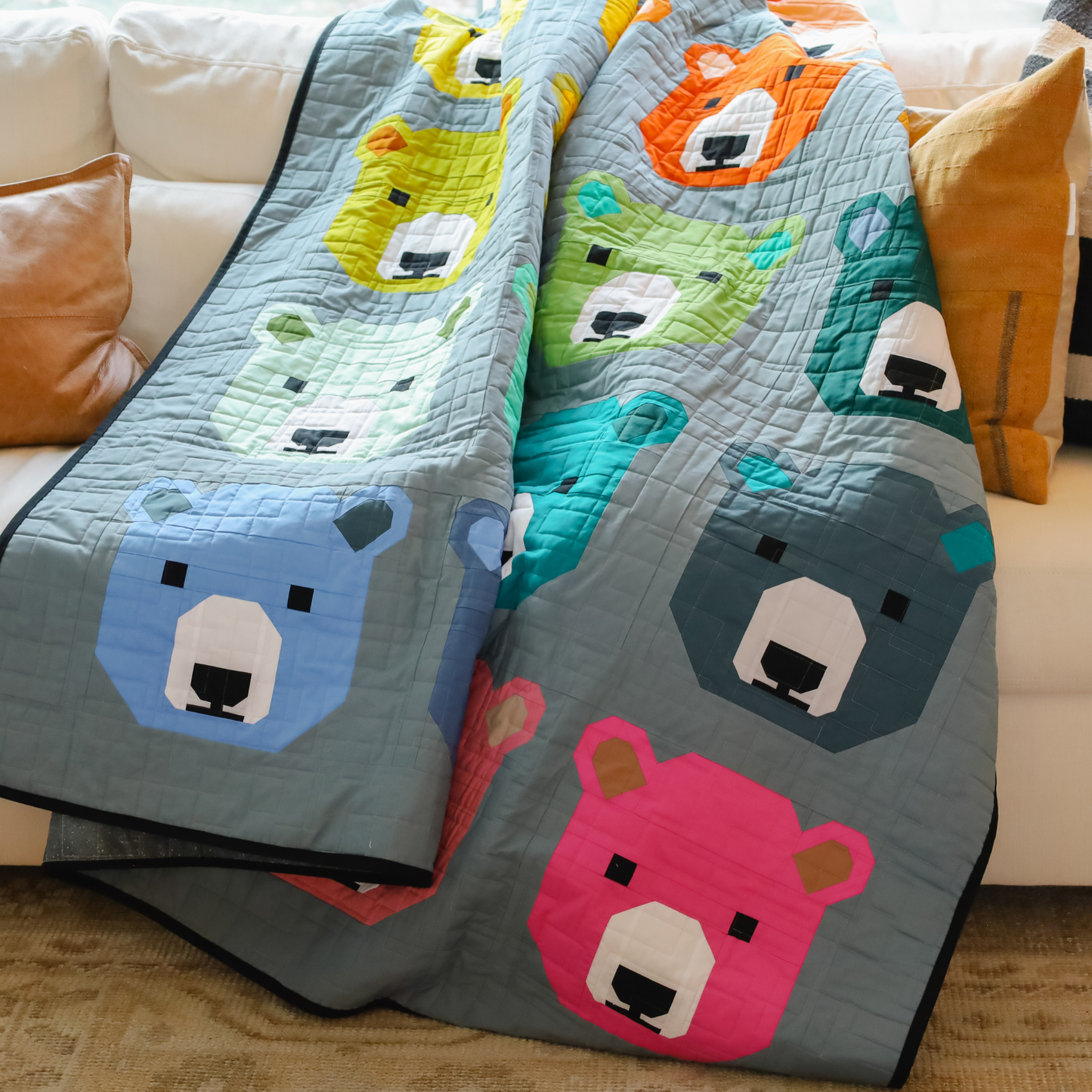 Bjorn Bear Precut Sew-Ready Quilt Kit Featuring Moda Bella Solids