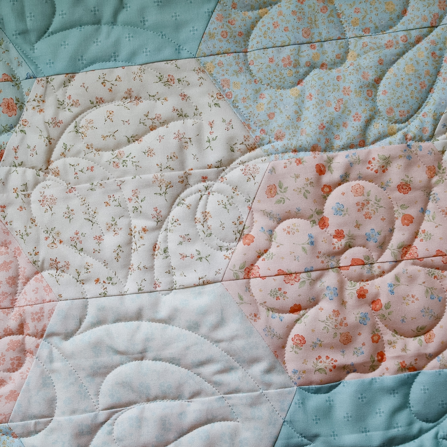 French Countryside Pre-Cut Quilt Kit  Featuring our new Cottage Florals fabric- Hexigons Made Easy