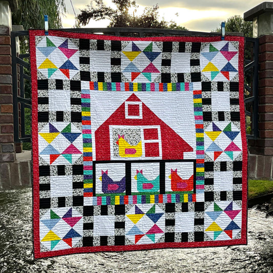 Chicken Coop Quilt Sample Featuring Paisley Bandana, 74" x 74" image 0