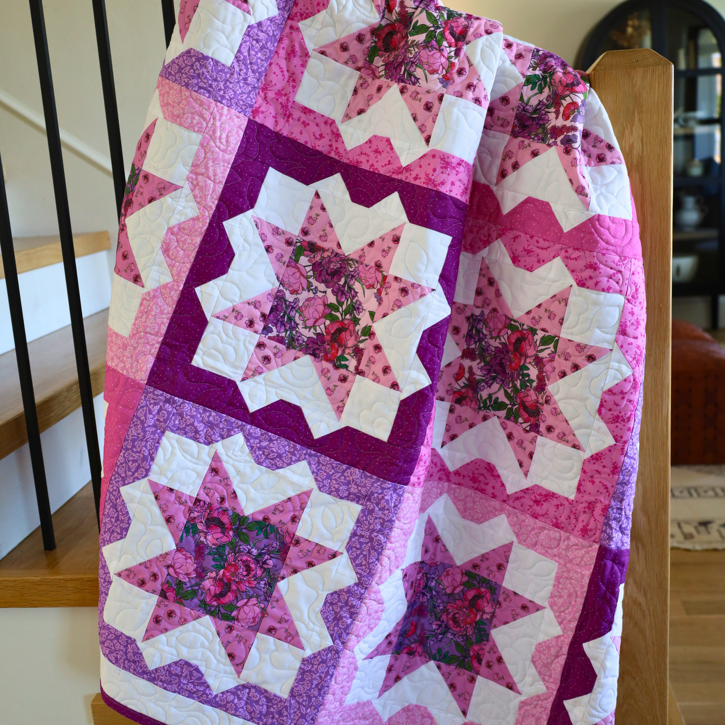 Granny Squares Pre-Cut Quilt Kit – Dreamy Florals in Bloom!  60" X 74"