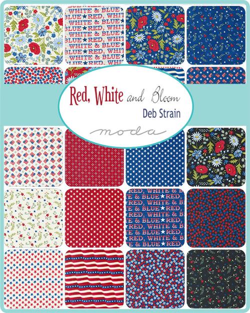 Red White Bloom Jelly Roll® 56110JR Moda Precuts  100% cotton fabric quilt strips by Deb Strain