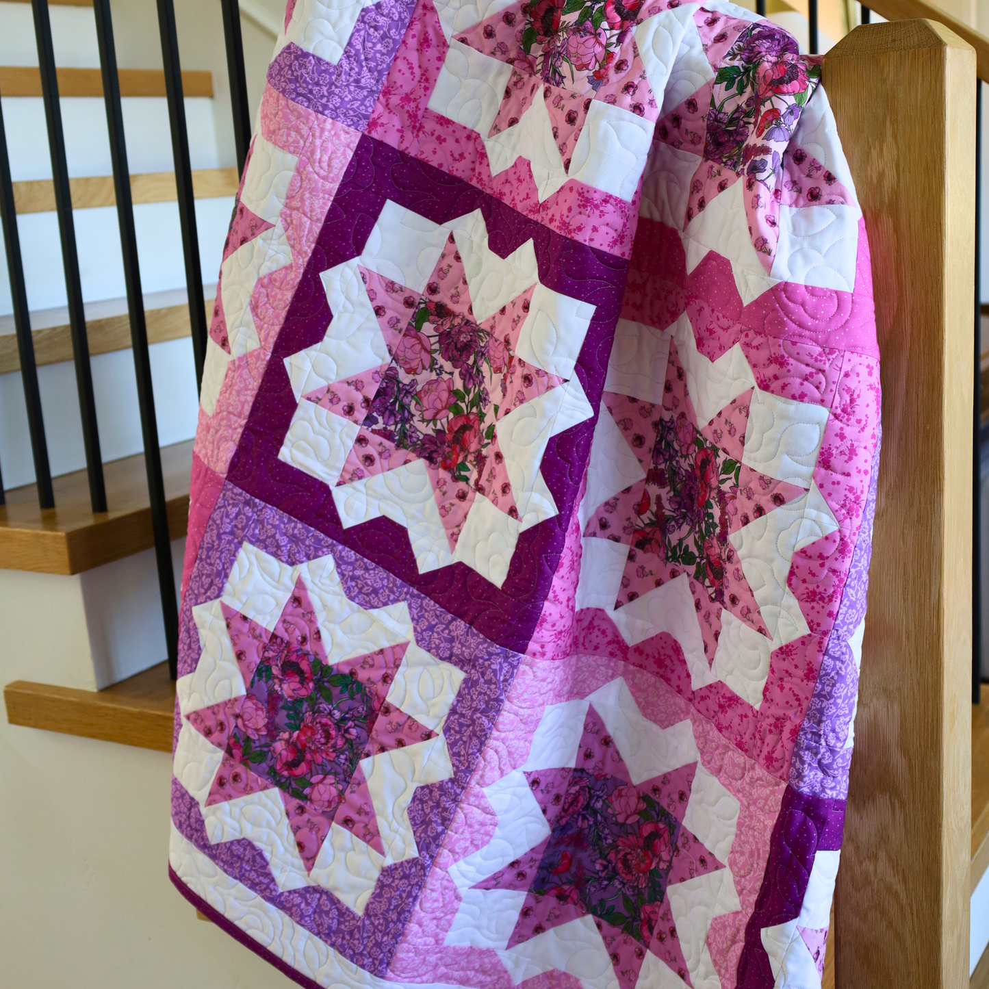 Granny Squares Pre-Cut Quilt Kit – Dreamy Florals in Bloom!  60" X 74"