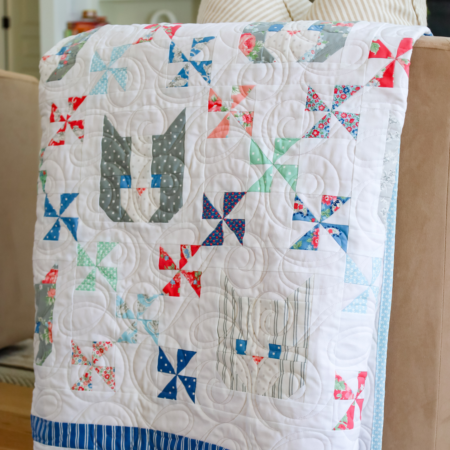 Kittens by Thimble Blossoms Sew-Ready Quilt Kit Featuring Adorable A Cat Named Stitch Moda Fabrics 74" X 74"