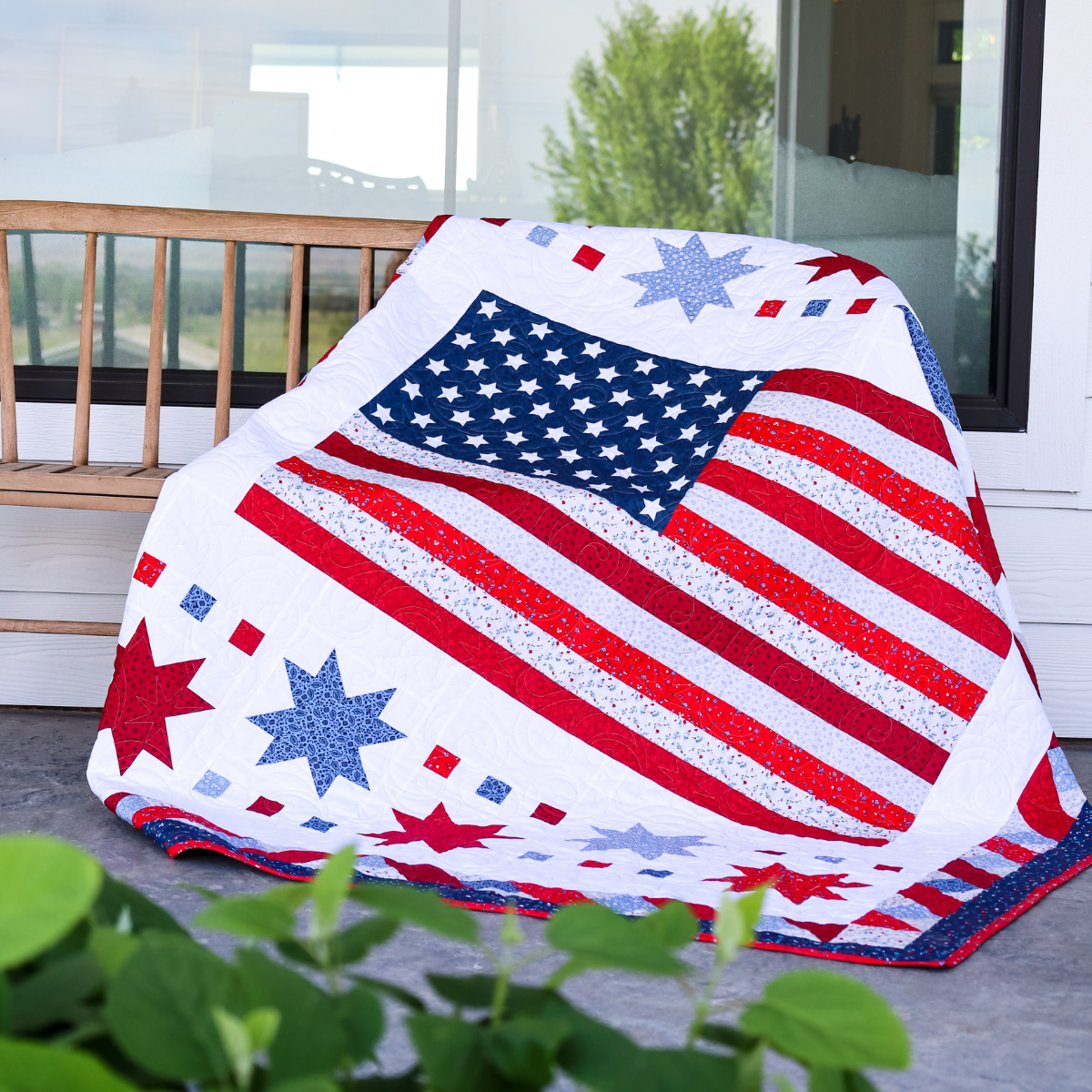 Freedom Song   Sew-Ready Quilt Kit Featuring Stunning New Red White and Blue Fabrics 61" X 75"