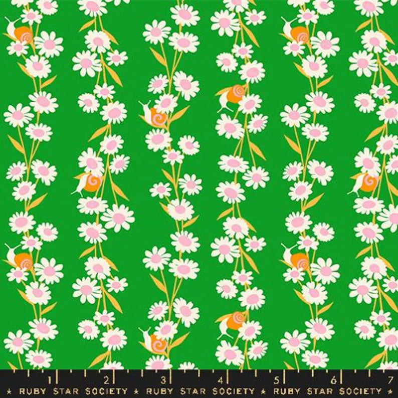 END OF BOLT 707 Carousel Verdant Daisychain By Melody Miller For Ruby Star Society Fabric background 100% cotton quilting fabric
