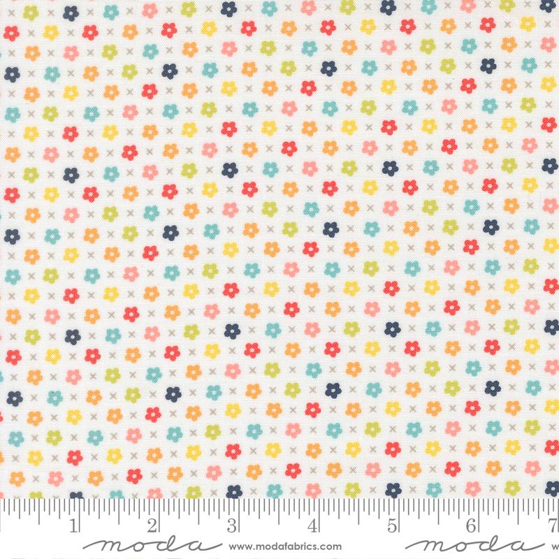 END OF BOLT 728 Colorful Little Flowers on White Moda 37703 Fabric background 100% cotton quilting fabric