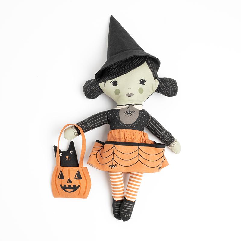Home Sweet Haunt Panel Multi 20921 11 Moda Stacy Iest Hsu for Moda - Cut & Sew Doll Panel - Witch doll Halloween