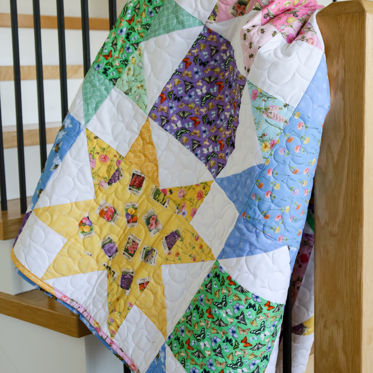 Cut Flowers  Sew-Ready Quilt Kit Featuring Gorgeous New Summer Cut Flowers Fabric  Line  64" X 76"