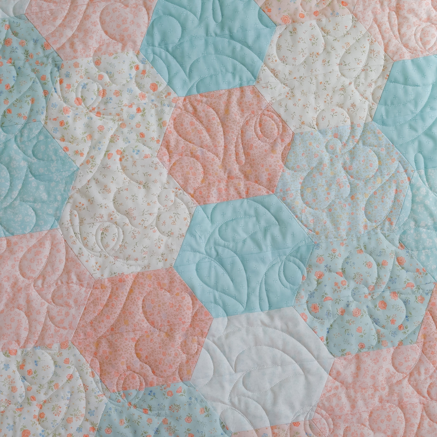 French Countryside Pre-Cut Quilt Kit  Featuring our new Cottage Florals fabric- Hexigons Made Easy