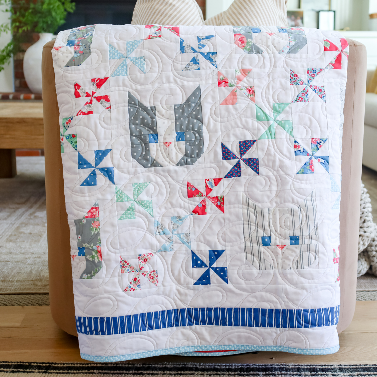 Kittens by Thimble Blossoms Sew-Ready Quilt Kit Featuring Adorable A Cat Named Stitch Moda Fabrics 74" X 74"