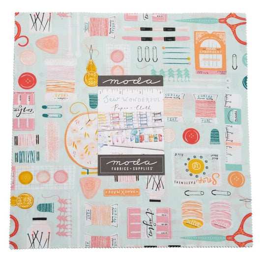 Sew Wonderful Paper + Cloth  pre cut Layer Cake 10 " fabric squares quilt Moda Fabric 25110LC