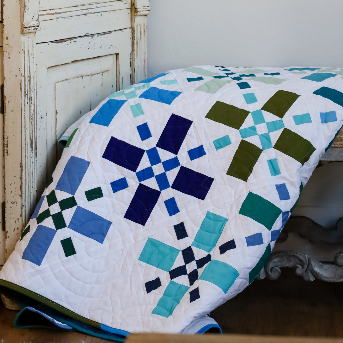 Positive Vibes in Sea Glass Precut Quilt Kit Featuring Riley Blake Confetti Cottons