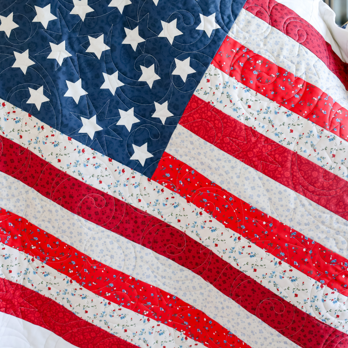 Freedom Song   Sew-Ready Quilt Kit Featuring Stunning New Red White and Blue Fabrics 61" X 75"