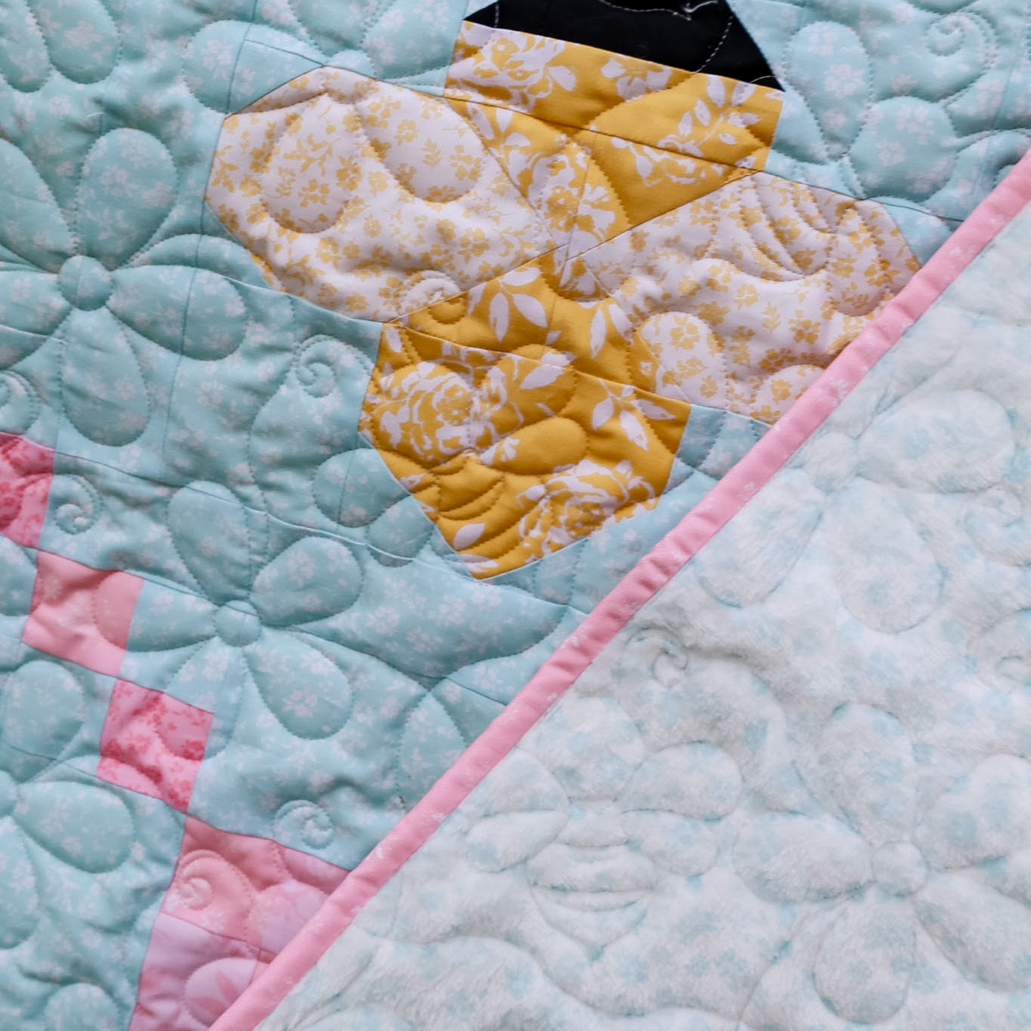 Honeycomb Bliss Pre Cut Quilt Kit Ft. New Sunny Bee Fabric | 60" x 72" | Custom Plushmere available