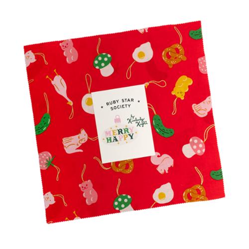 Merry Happy Layer Cake® RS3097LC Ruby Star Precut 100% cotton quilting fabric 10" squares quilt fabric by Kimberly Kight