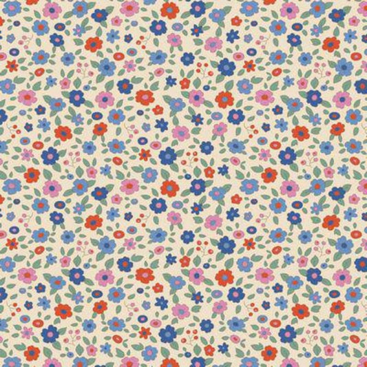 END OF BOLT 999 Fabric Tilda Evie Blue Creating Memories TIL130133 Background 100% cotton quilting fabric