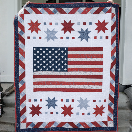 Freedom Song   Sew-Ready Quilt Kit Featuring Stunning New Red White and Blue Fabrics 61" X 75"