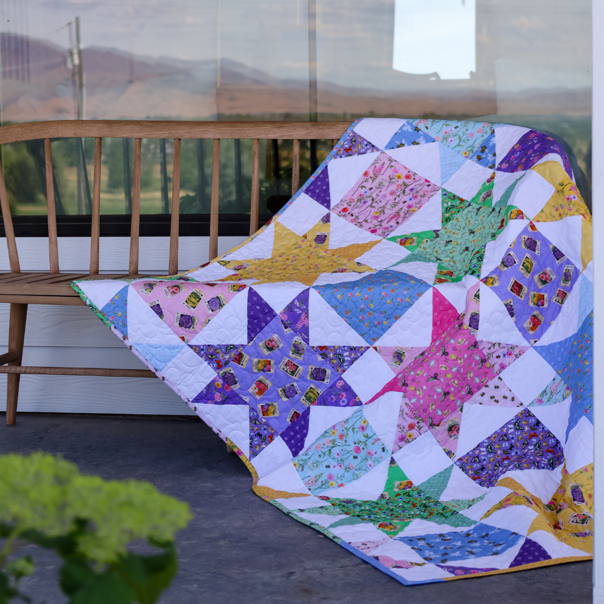 Cut Flowers  Sew-Ready Quilt Kit Featuring Gorgeous New Summer Cut Flowers Fabric  Line  64" X 76"