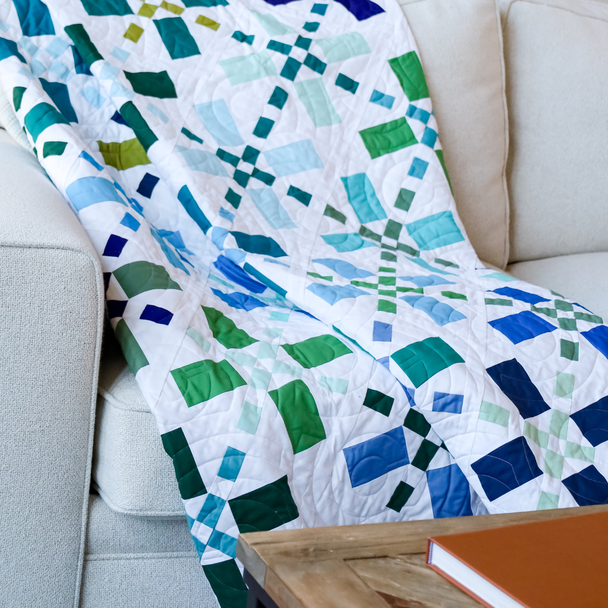 Positive Vibes in Sea Glass Precut Quilt Kit Featuring Riley Blake Confetti Cottons
