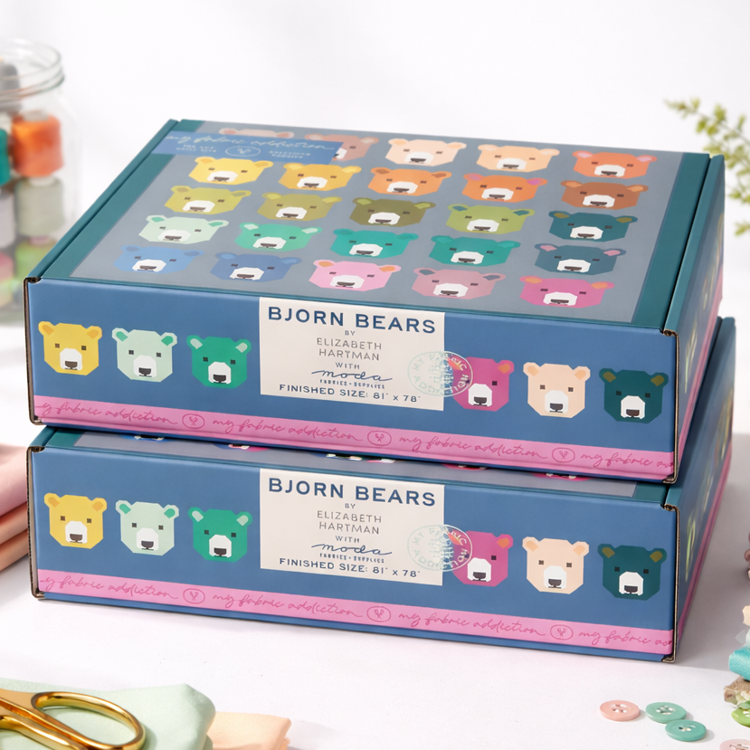 Bjorn Bear Precut Sew-Ready Quilt Kit Featuring Moda Bella Solids