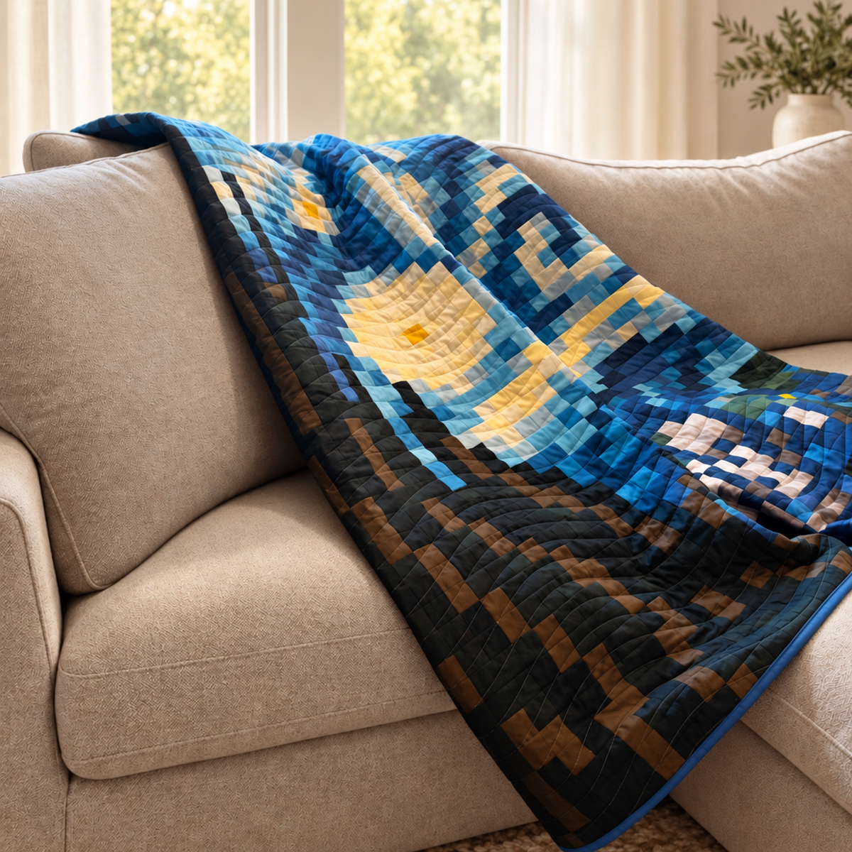 Starry Night Pixel Pre-Cut Quilt Kit |  75" x 69"