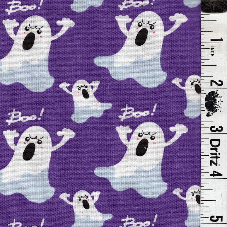 END OF BOLT 992 My Fabric Addiction Halloween Ghosts on Purple Background 100% cotton quilting fabric