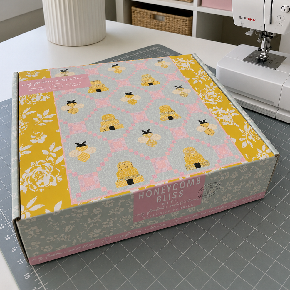 Honeycomb Bliss Pre Cut Quilt Kit Ft. New Sunny Bee Fabric | 60" x 72" | Custom Plushmere available