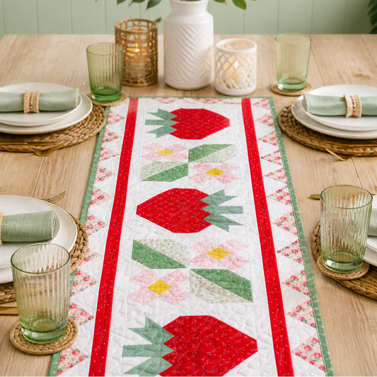 Berry Bouquet Strawberry  Pre cut Table runner kit 54" X 17.5"