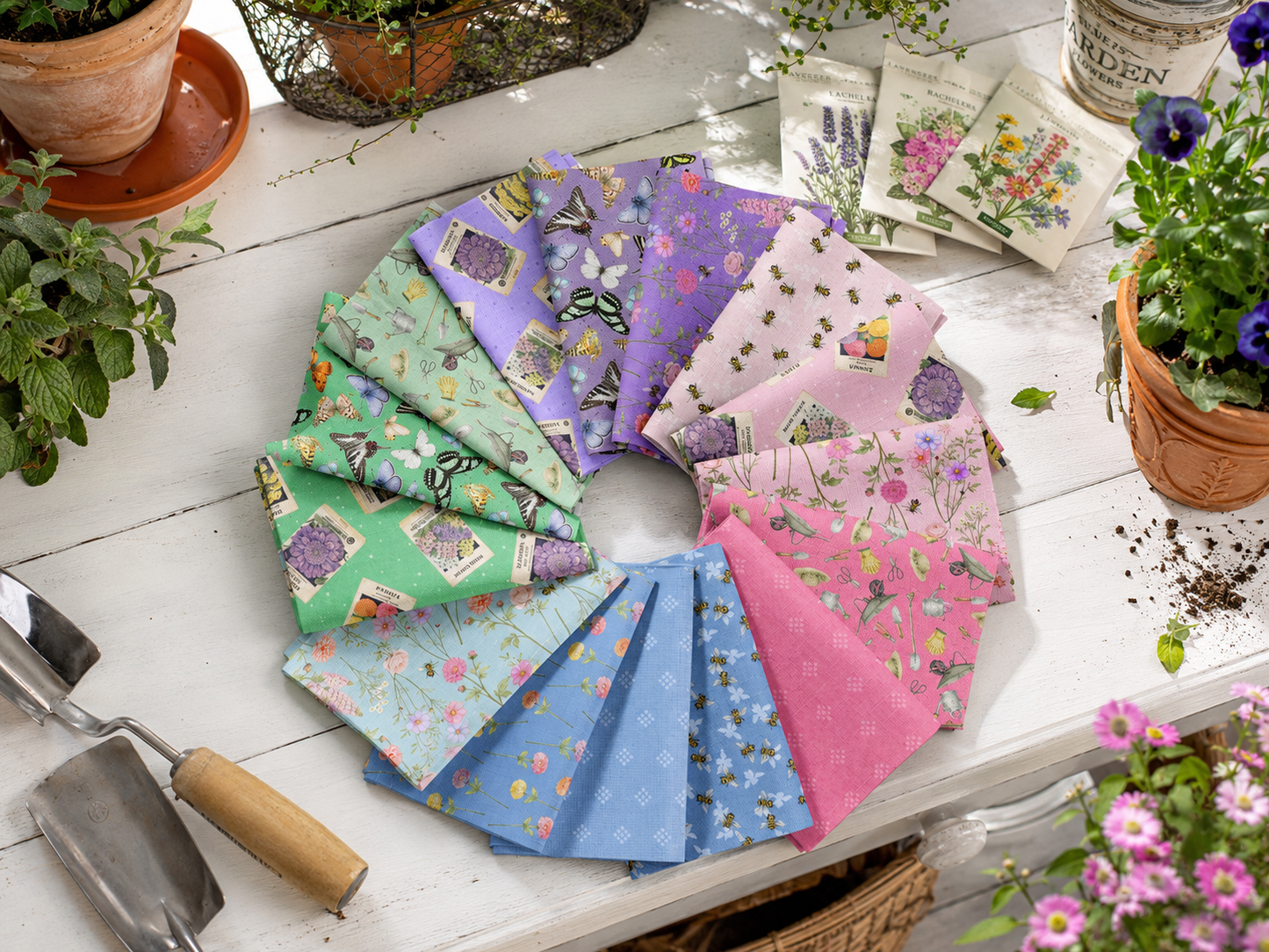 Cut Flowers  Sew-Ready Quilt Kit Featuring Gorgeous New Summer Cut Flowers Fabric  Line  64" X 76"