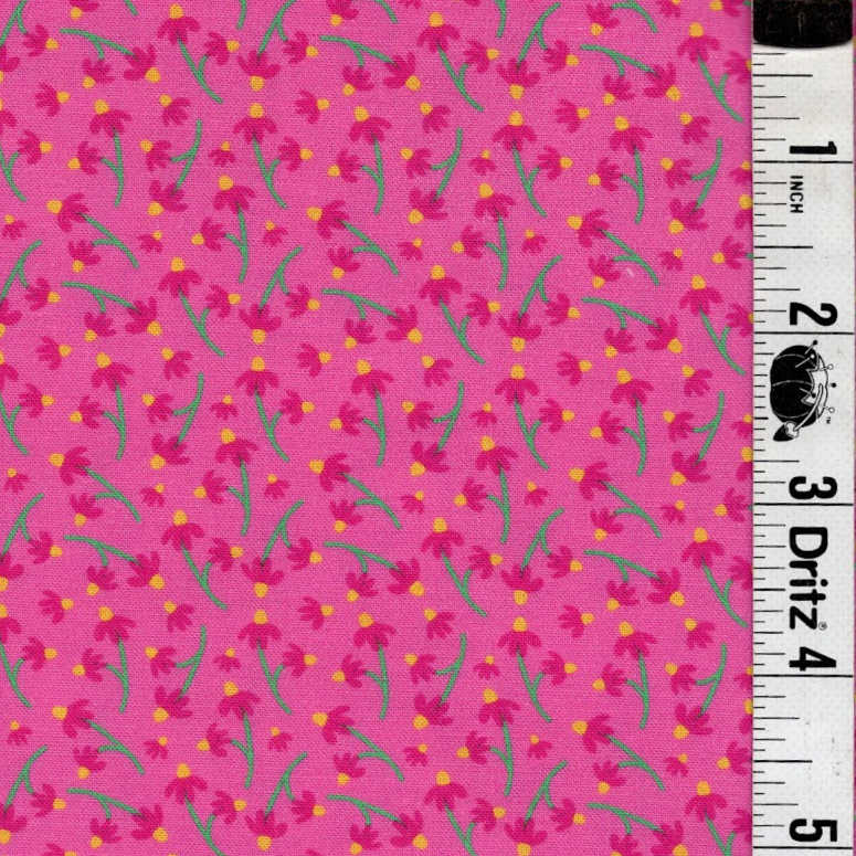 END OF BOLT 772 Pink Flowers on Pink background 100% cotton quilting fabric