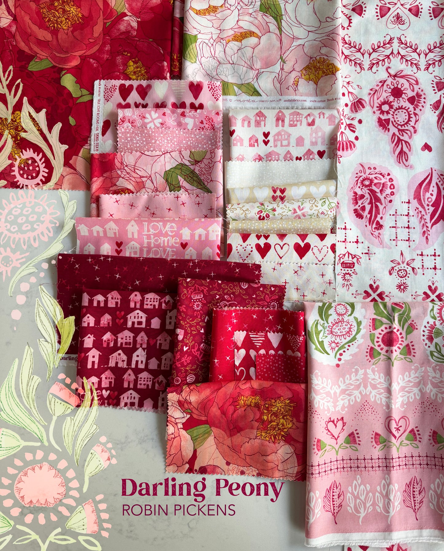 Darling Peony Jelly Roll® 48790JR Moda Precuts &nbsp;Moda Precuts 100% cotton fabric quilt strips by Robin Pickens