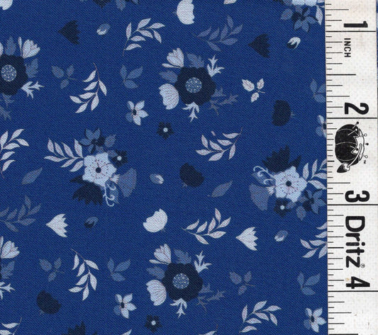 5-Yard Continuous Fabric Cuts Flowers on Deep Blue – Endless Possibilities!