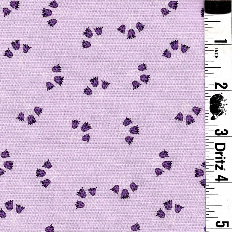 5-Yard Continuous Fabric Dark Purple Flowers on Light Purple background– Endless Possibilities!