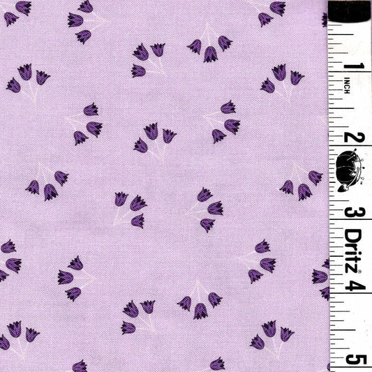 5-Yard Continuous Fabric Dark Purple Flowers on Light Purple background– Endless Possibilities!