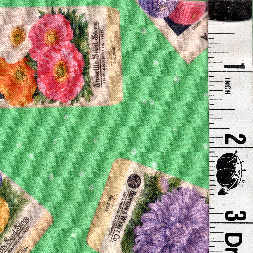 5-Yard Continuous Fabric Cuts Flower Gardening Seeds on Green – Endless Possibilities!