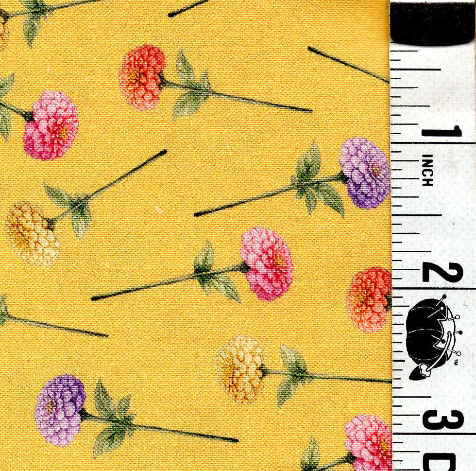 5-Yard Continuous Fabric Cuts Flowers on Yellow – Endless Possibilities!